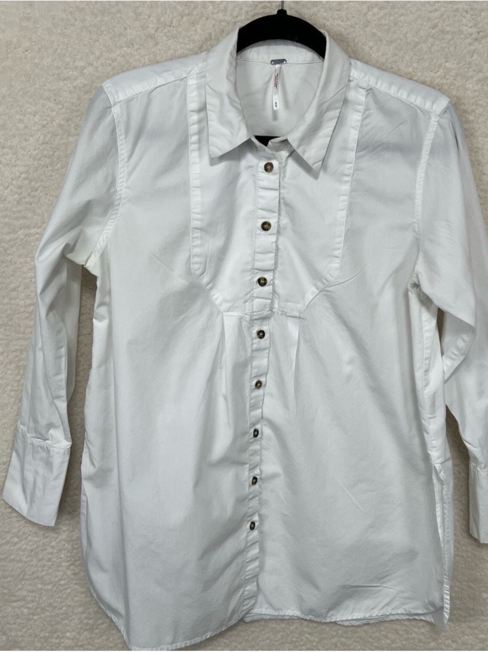 Free People White Button-Front Collared Shirt